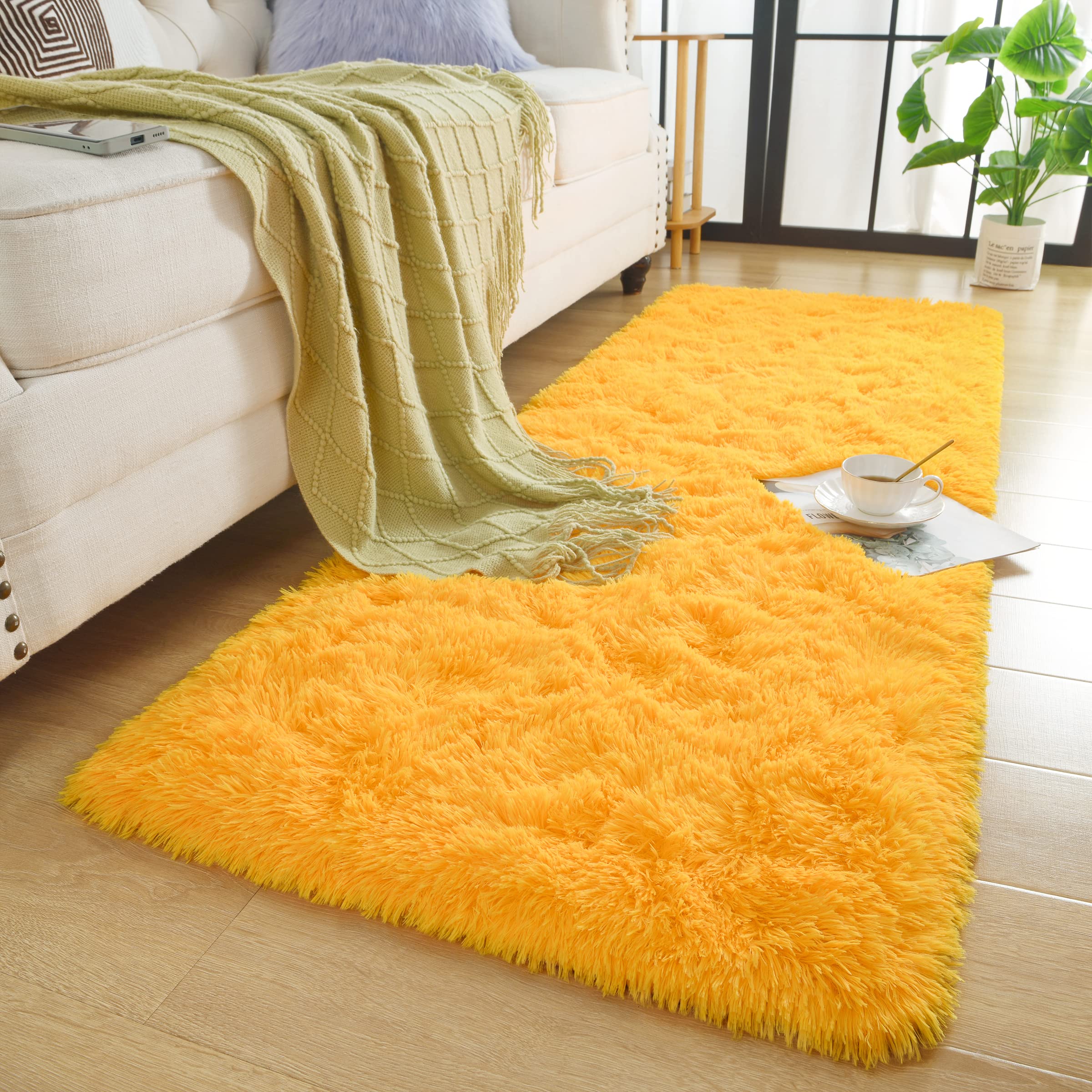 Chicrug Soft Runner Rug For Bedroom Living Room Plush Fluffy Rug 2X6 Feet, Shag Furry Runner Rug Carpet Non Shedding For Nursery
