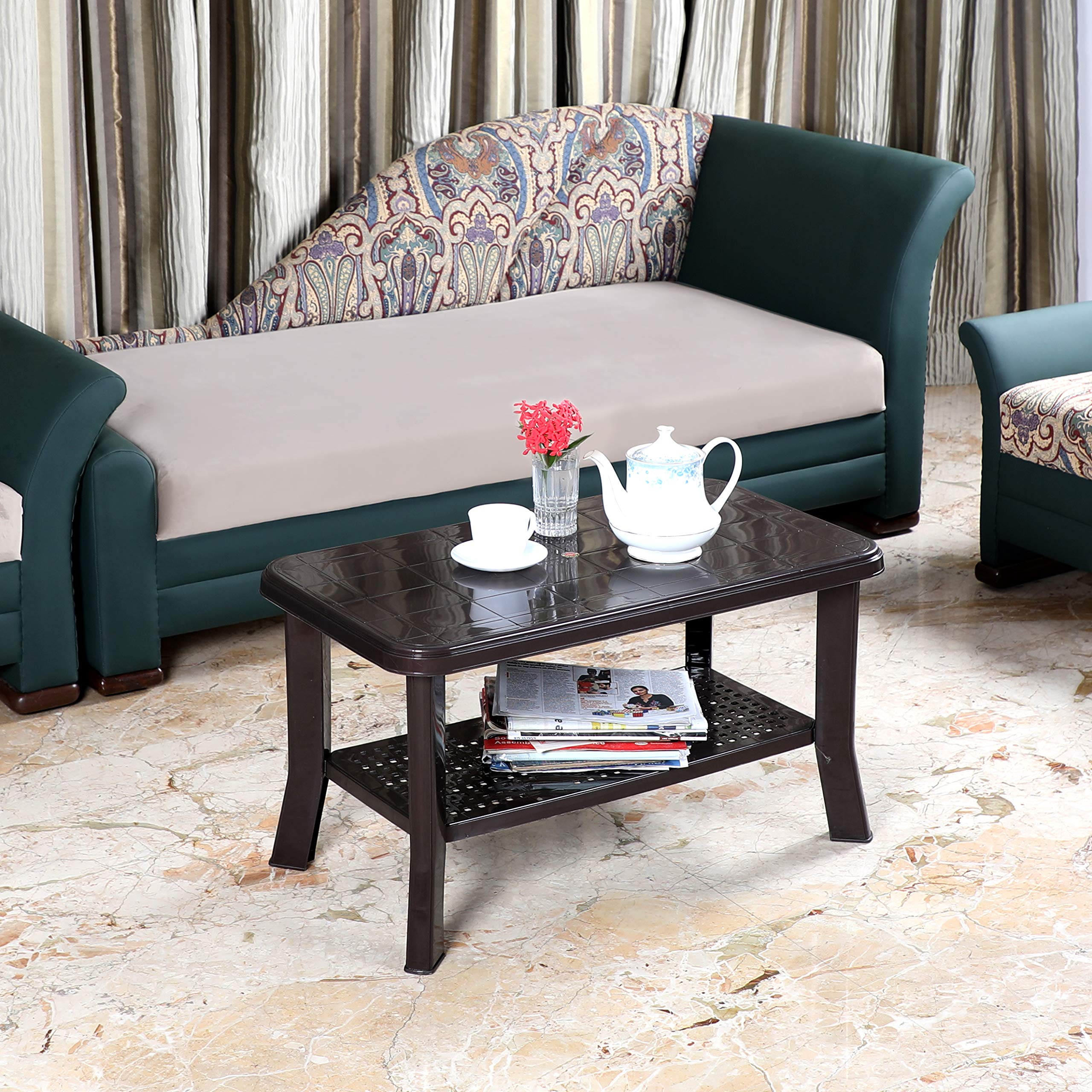 Cello Oasis Coffee Table/Tea Table/Teapoy For Living Room, Home, Drawing Room, Outdoor| 3 Year Warranty | Ice Brown Colour