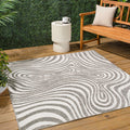 JONATHAN Y SCN103B-6SQ Maribo High-Low Abstract Groovy Striped Gray/Ivory 6 Square Indoor/Outdoor Area Rug, Pet Friendly, Non-S
