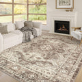Rugland 6x9 Rug - Stain Resistant Washable Rug, Anti Slip Backing Rugs for Living Room, Vintage Tribal Area Rugs (TPR07-Ivory, 6
