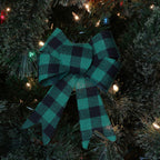 Iconikal Green And Black Gingham Decorative Holiday Decorative Bows, 5 X 7 Inches (Green Buffalo Plaid) 12-Pack