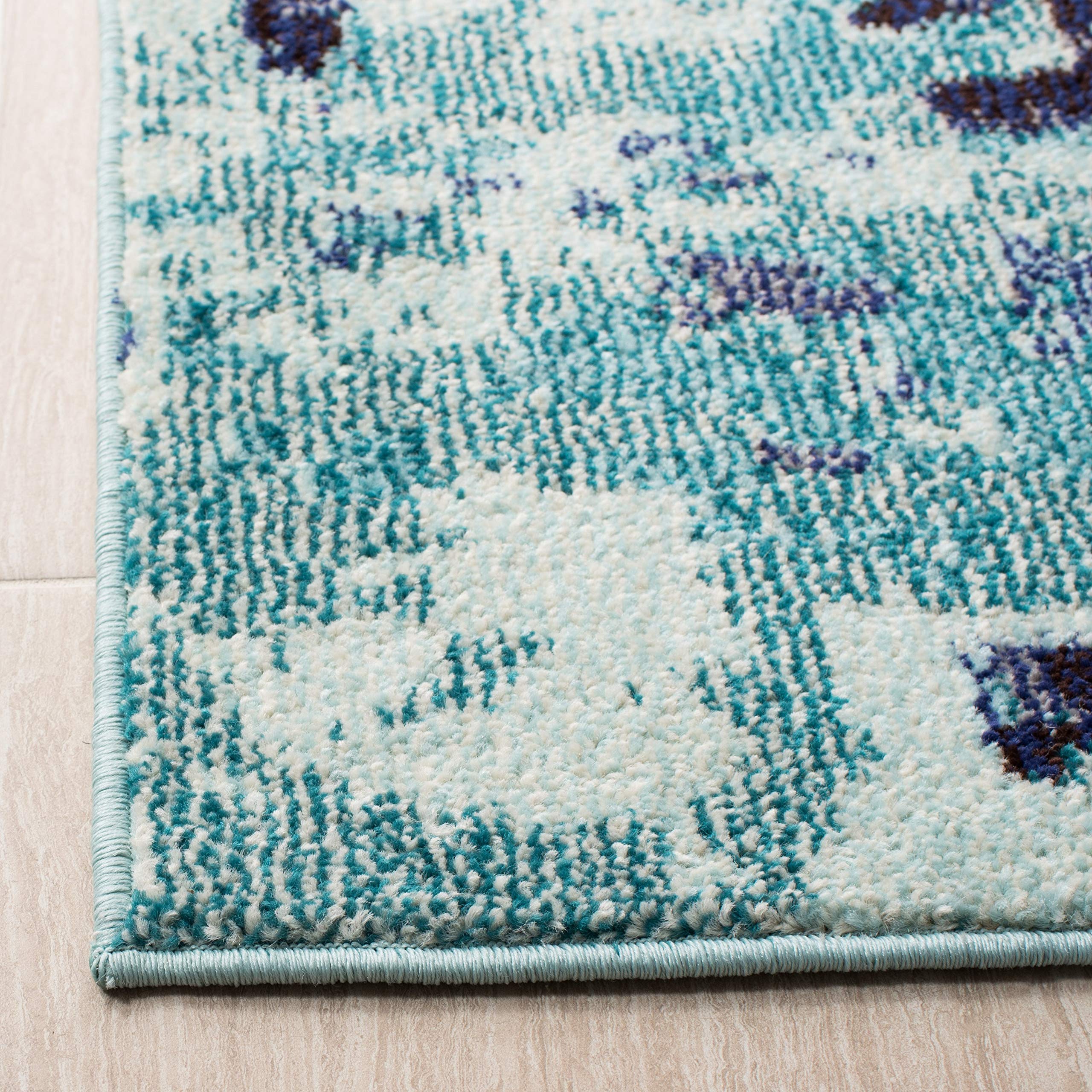 Safavieh Madison Collection Area Rug - 9' X 12', Turquoise & Navy, Boho Abstract Distressed Design, Non-Shedding & Easy Care, Id