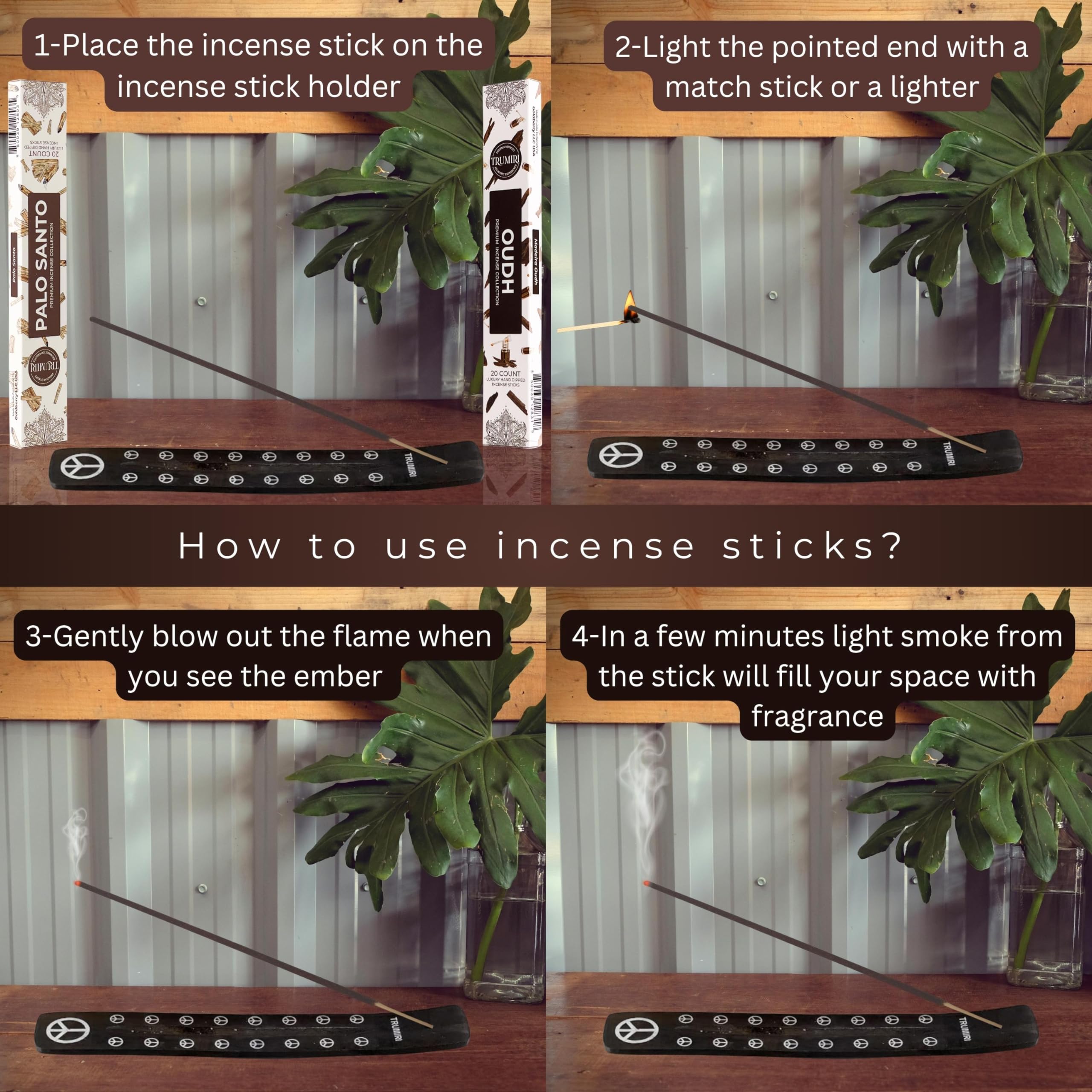 Trumiri Incense Sticks - Combo Pack Of 40 Insence-Sticks - 20 Palo Santo + 20 Oud - Insenses - Insents - Incents - Inscense - In