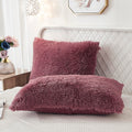 Uhamho Set Of 2 Pillowcases Faux Fur Throw Pillow Covers King Size Shams Soft Velvet Decorative Zipper Closure (Dusty Rose, 20'