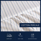 Nautica - Full Sheets, Premium Cotton Percale Bedding Set, Striped Bedding Set, Oeko-Tex Certified (Beaux Stripe Blue, Full)