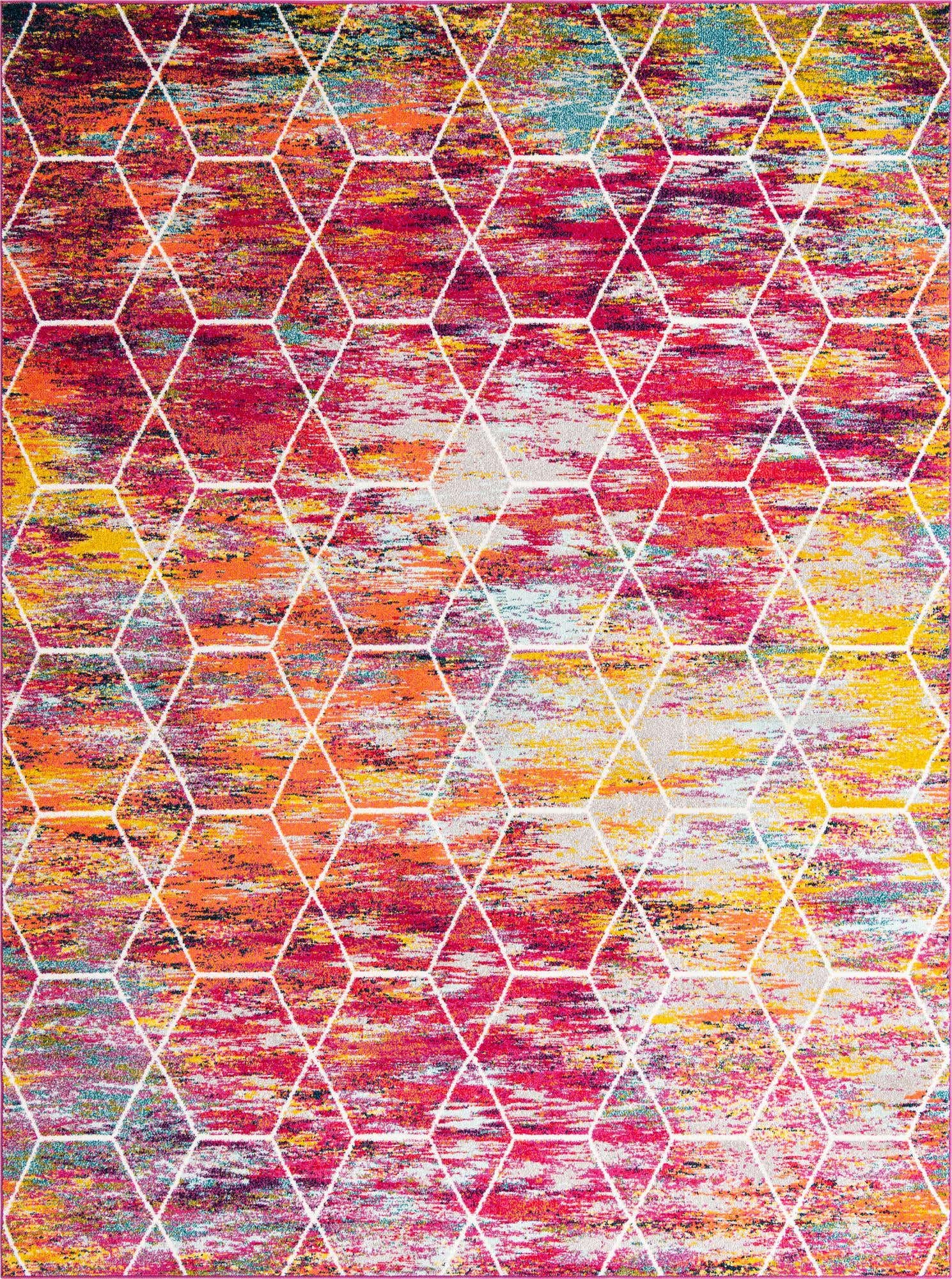 Unique Loom Trellis Frieze Collection Area Rug - Geometric (9 x 12, Multi/ Ivory)