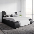 SHA CERLIN Queen Platform Bed Frame with Iron Pieces Decor and Adjustable Headboard/Deluxe Upholstered Modern Bed with Solid Woo