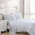 Laura Ashley Home - Queen Sheets, Soft Sateen Cotton Bedding Set - Sleek, Smooth, & Breathable Home Decor (Garden Muse Blue, 4 Pieces, Queen)