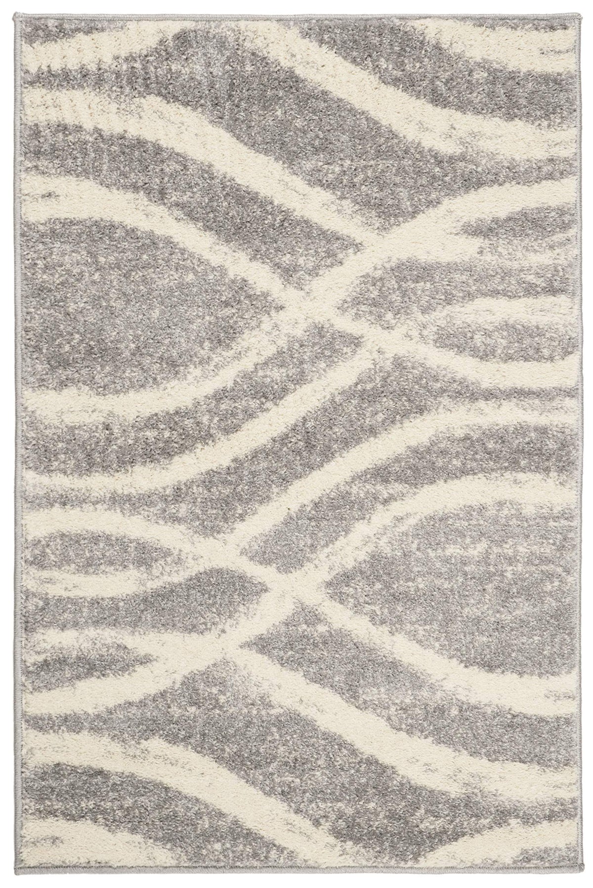 SAFAVIEH Adirondack Collection Accent Rug - 26 x 4, Grey & Cream, Modern Wave Distressed Design, Non-Shedding & Easy Care, Ide