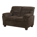 Benjara Benzara Fabric Upholstered Loveseat with Tufted Nail Head Trims, Brown