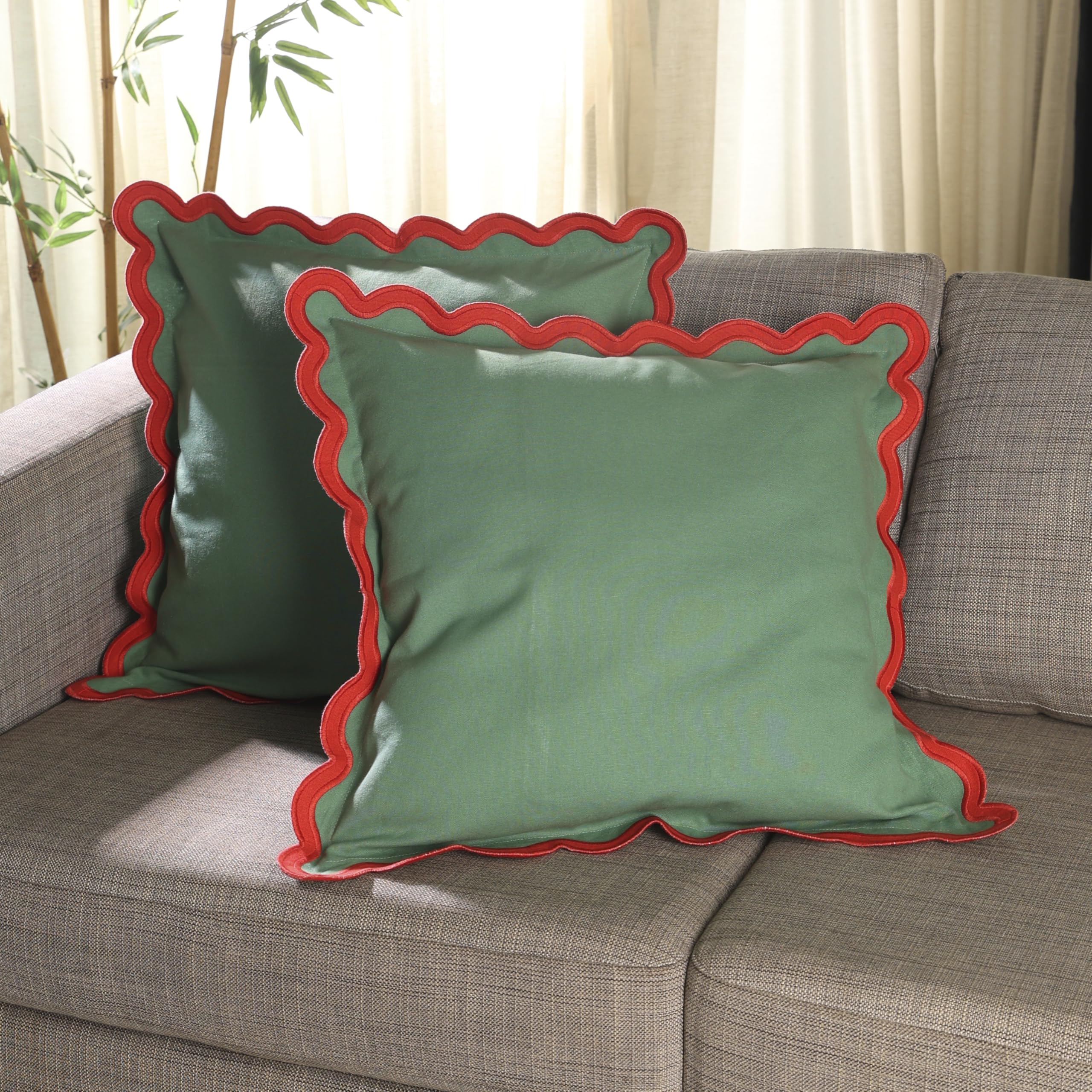 Folkulture Christmas Pillow Covers 20X20, Decorative Couch Pillows For Living Room, 100% Cotton Boho Pillow Case Or Cute Outdoor
