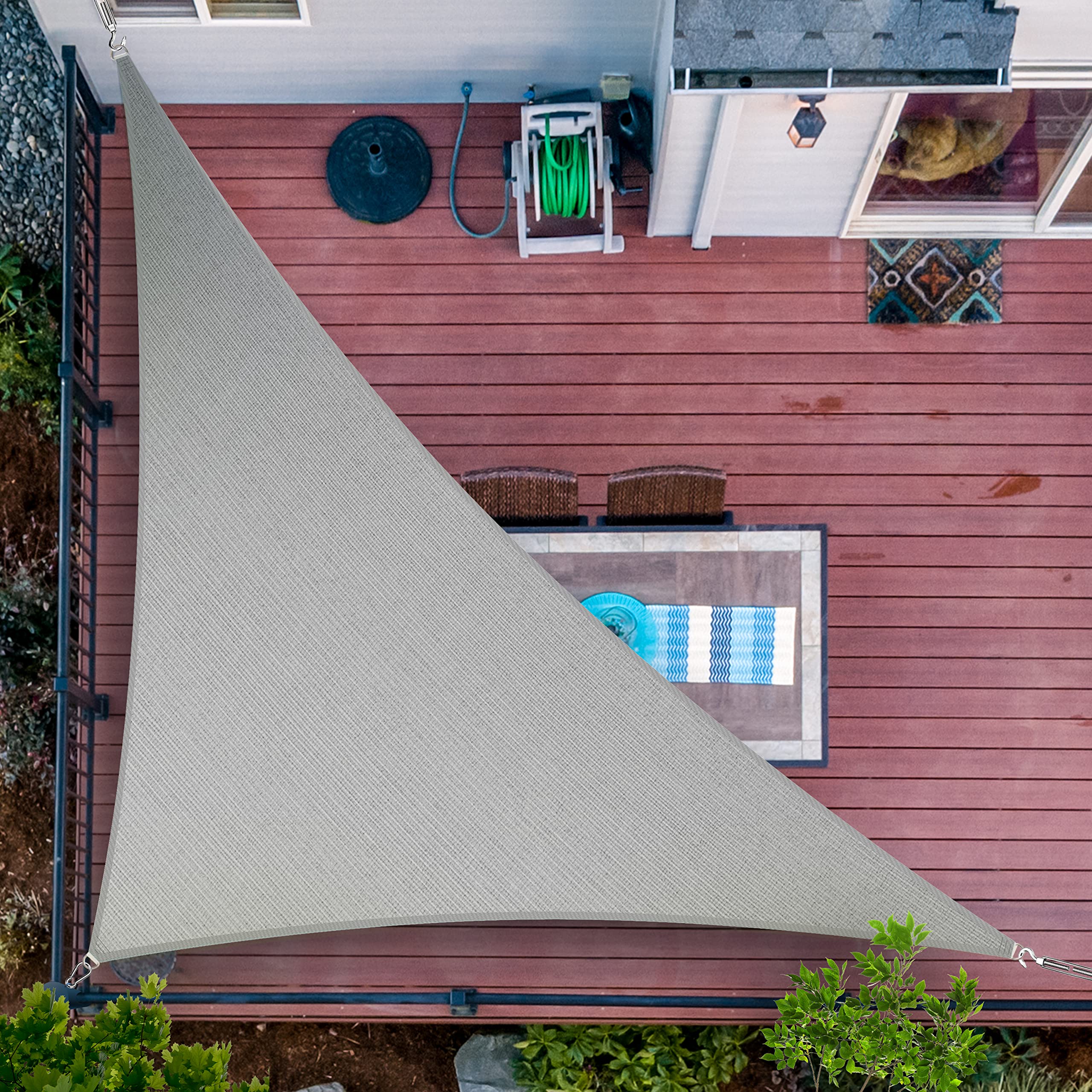 Shademart 11' X 21' X 23.7' Grey Sun Shade Sail Right Triangle Smslt Canopy Fabric Cloth Screen, Water Air Permeable & Uv Resist