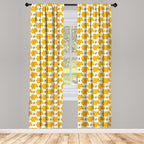 Ambesonne Cartoon Window Curtains, Bumble Bee Along Honey Comb Pattern Hexagonal Themed Illustration, Lightweight Decor 2-Panel