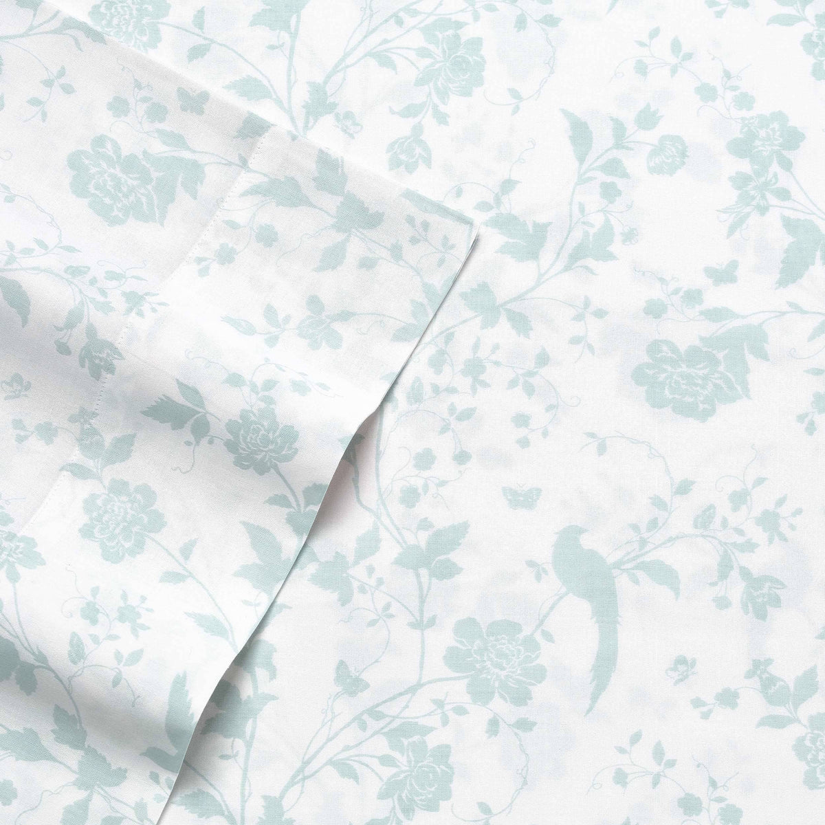 Laura Ashley - King Sheets, Soft Sateen Cotton Bedding Set - Sleek, Smooth, & Breathable Home Decor (Garden Palace Blue, King)