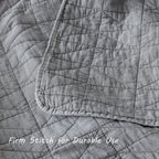 Horimote Home Quilt Set Queen Size, Stone-Washed Chic Rustic Grey Quilt With Classic Triangle Stitched Pattern, Ultra Soft Light