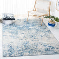 SAFAVIEH Brentwood Collection 5 Square Ivory/Navy BNT822B Modern Abstract Non-Shedding Living Room Bedroom Area Rug
