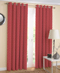 Airwill Red Printed Pattern Cotton Window Curtains 4x5ft Pack of 2 Pieces