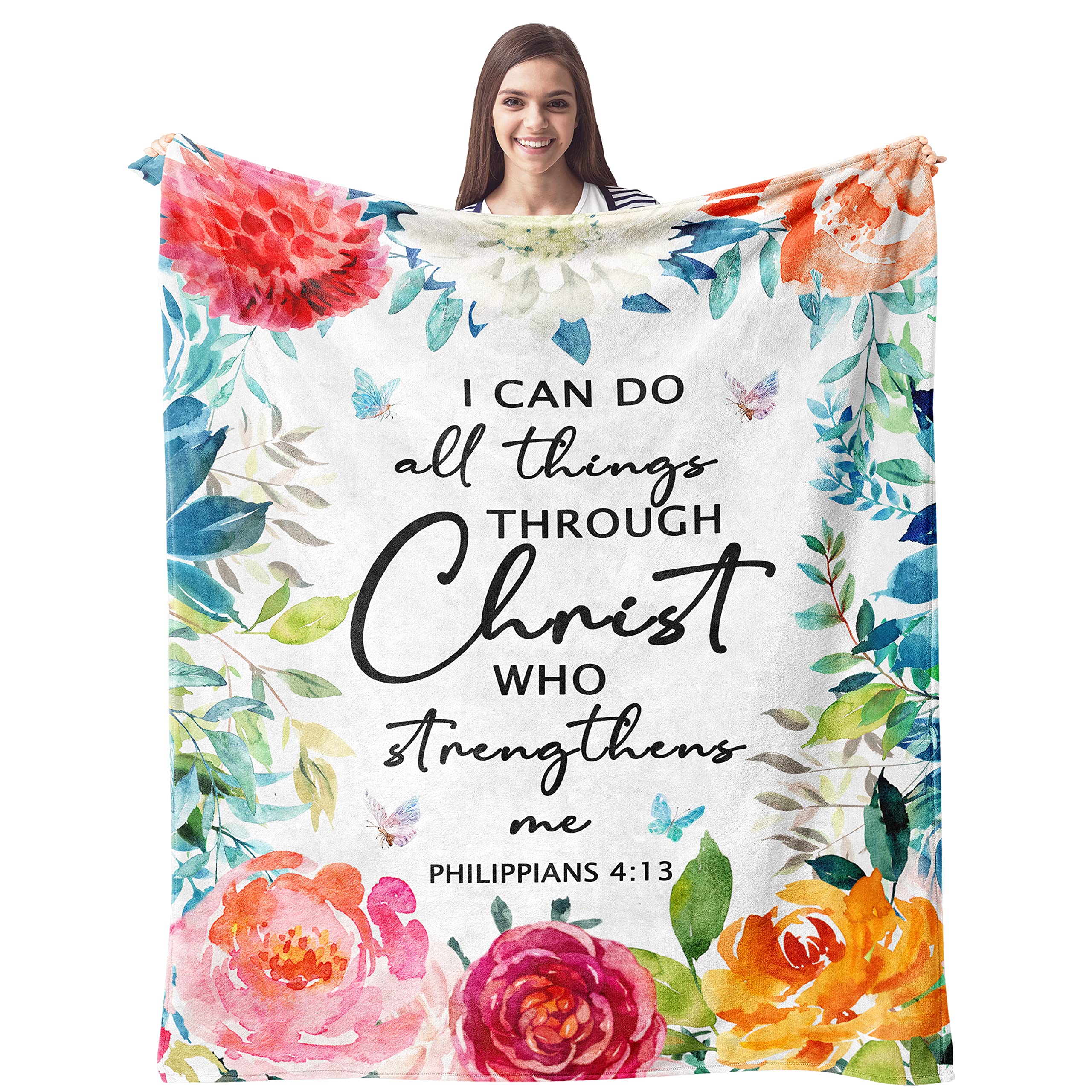 Cujuyo Christian Gifts For Women Blanket 50'X40', Inspirational Religious Gifts For Women Throw Blanket, Catholic Spiritual Gi