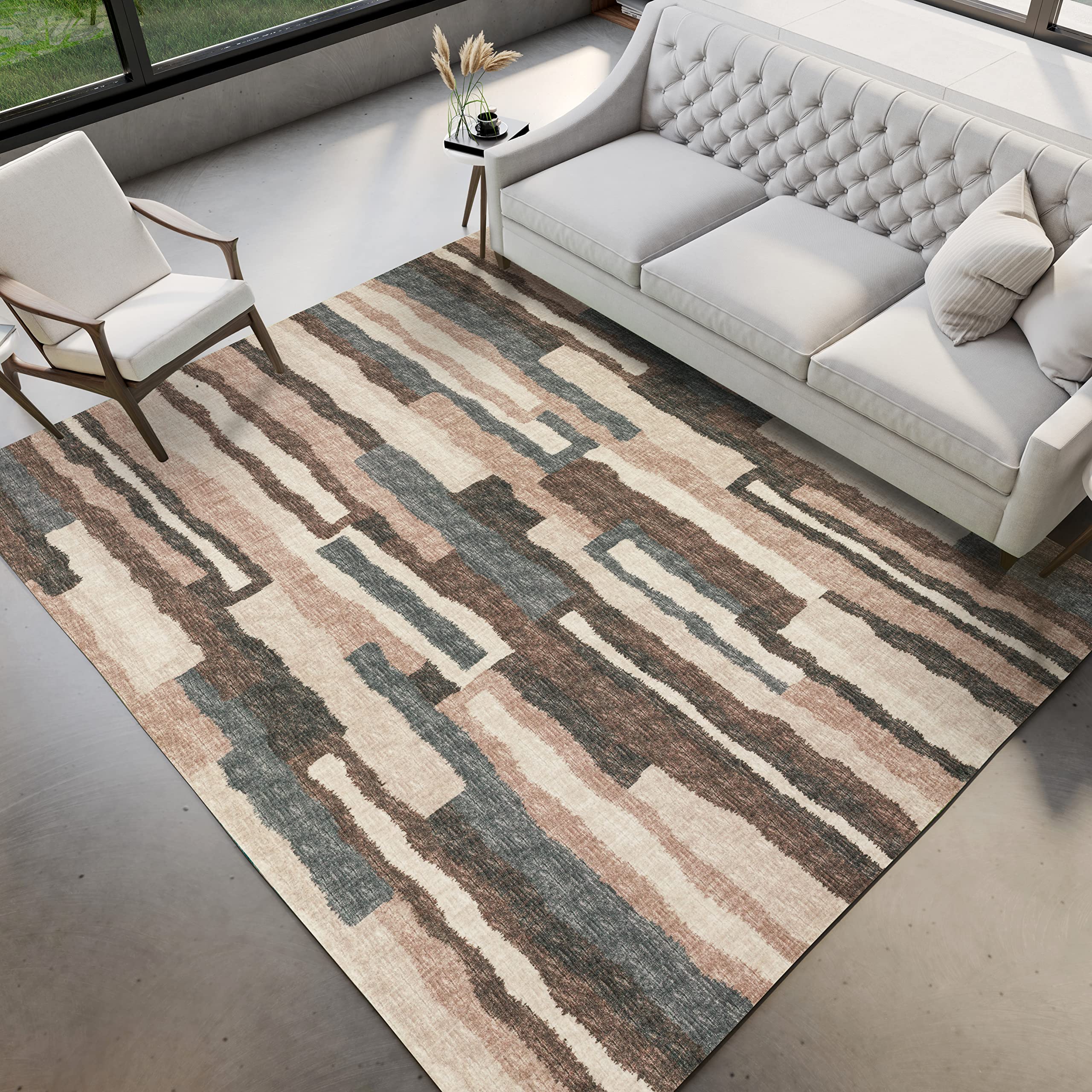 Dalyn Rugs Brisbane Br7 Bold Retro Stiped Sable 5' X 7'6"