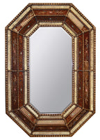 Afd Home Peruvian Painted Glass Octagonal Mirror Spanish Sienna Gold Beige