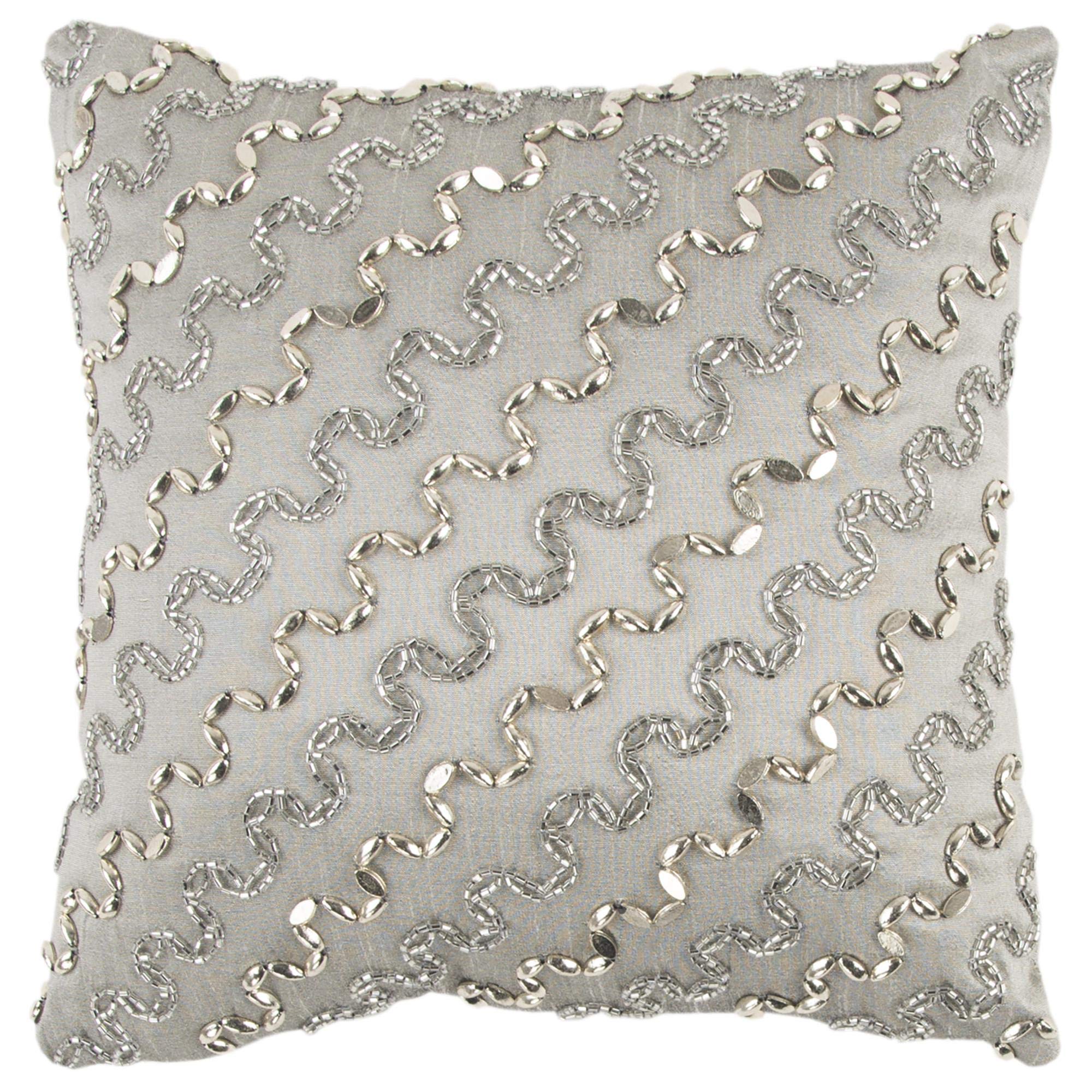 Rizzy Home Diagonal Stripe 12" x 12" Polyester Pillow Cover-Silver