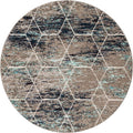Unique Loom Trellis Frieze Collection Area Rug - Geometric (5 Round, Blue Multi/ Ivory)