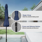 Simple Deluxe 9Ft Outdoor Patio Umbrella Table Market Umbrella With Push Button Tilt And Crank, 8 Sturdy Ribs, Uv Protection Waterproof For Garden, Lawn, Deck, Backyard, Pool, Dark Blue