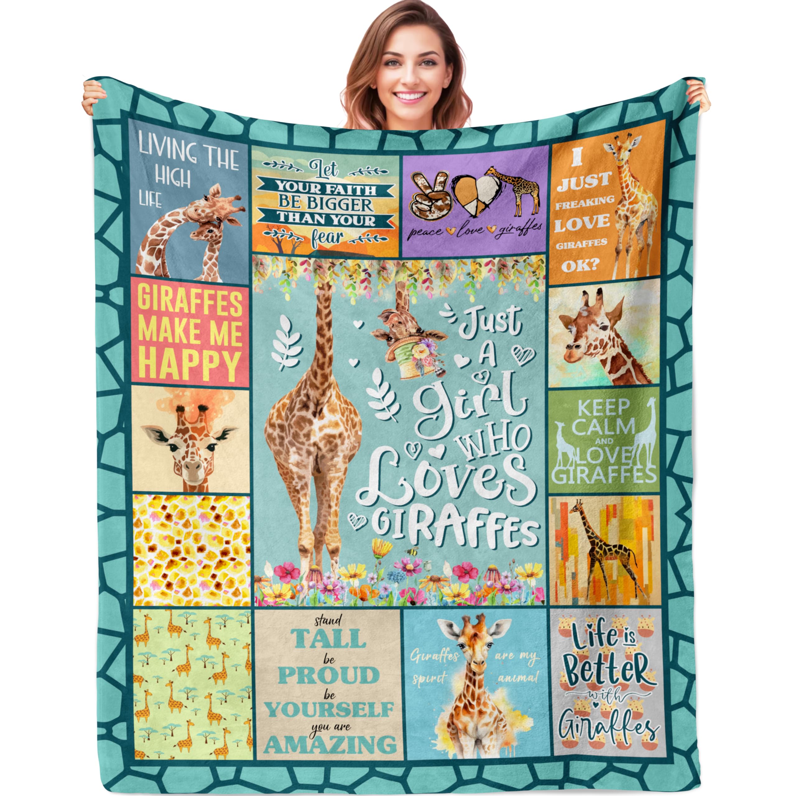 Qojuyo Giraffe Gifts, Giraffe Gift Throw Blanket 60'X50', Giraffe Gifts For Women/Girls, Giraffe Gifts For Giraffe Lovers, Gif
