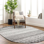 Livabliss Chester Boho Moroccan Area Rug,3' x 5' Oval,Black
