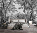 YQWDMX - Black and White Vintage Jungle Living Room Wallpaper Mural Mural49 S 100 Wx73 H(Not Peel and Stick)
