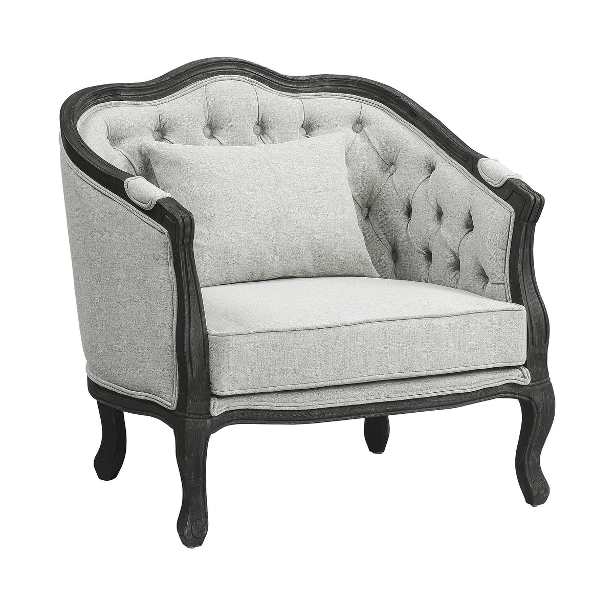 Acme Furniture Upholstered Chair with Button-Tufted Back, Gray and Dark Brown
