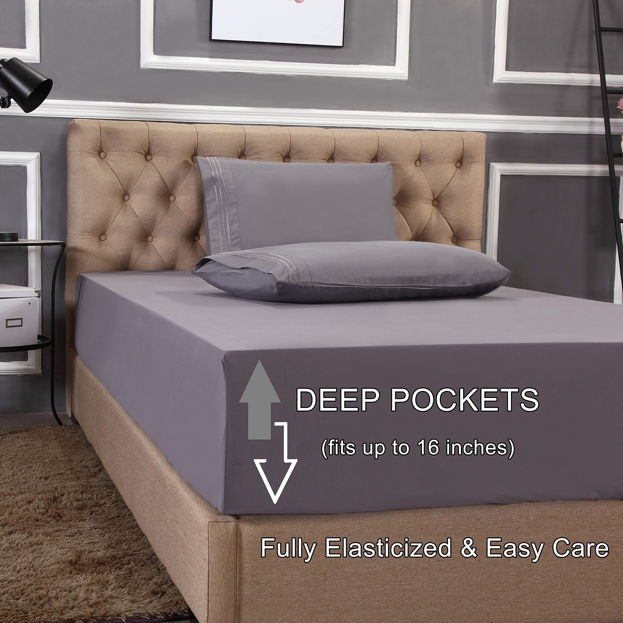 Elegant Comfort 1500 Thread Count Wrinkle & Fade Resistant Egyptian Quality 4-Piece Bed Sheet Set Ultra Soft Luxurious Set Inclu