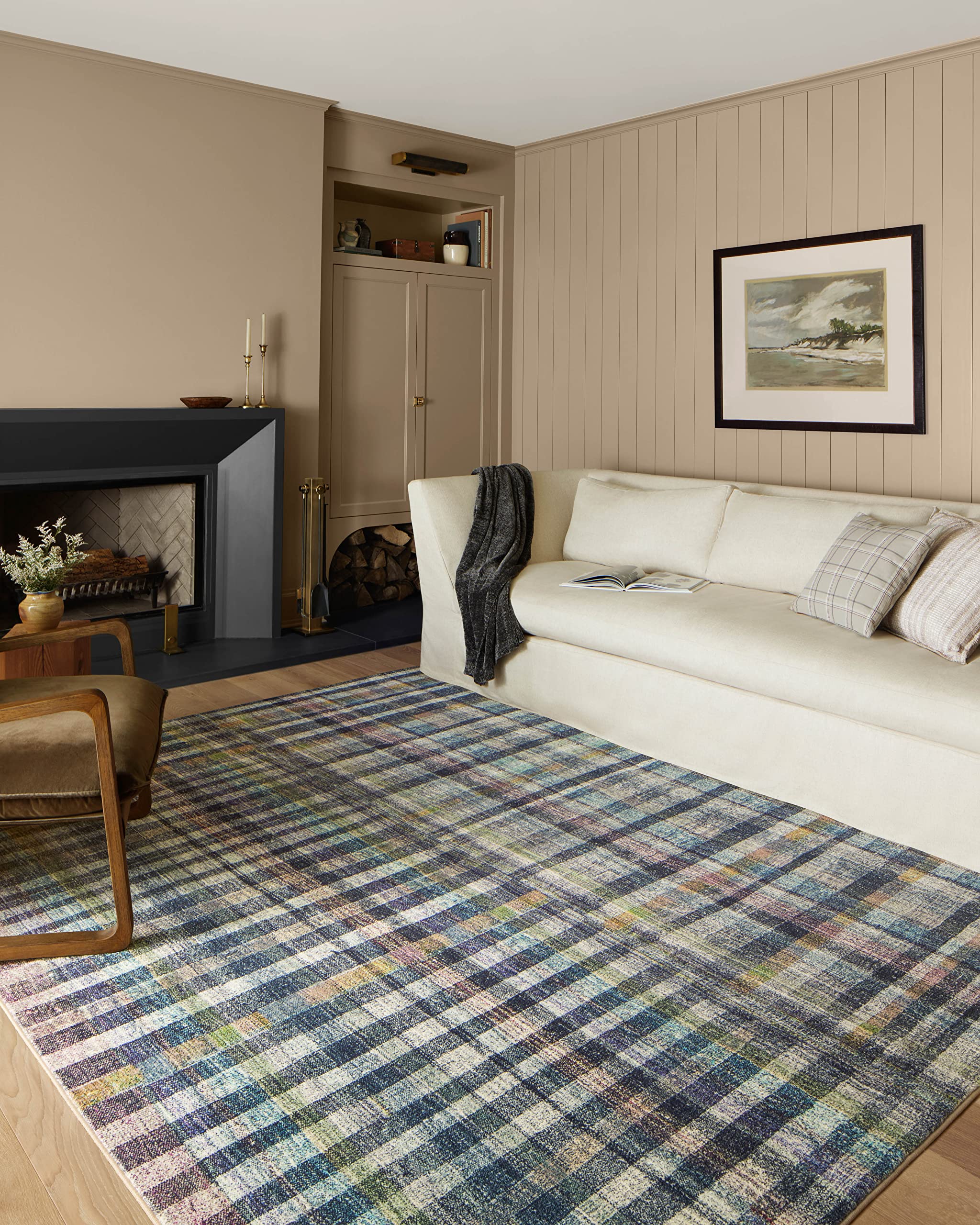 Loloi Chris Loves Julia x Humphrey Collection, Plum & Multi 3'-6'' x 5'-6'' Area Rug - Plaid Accent Rugs for Living Room, Bedroo