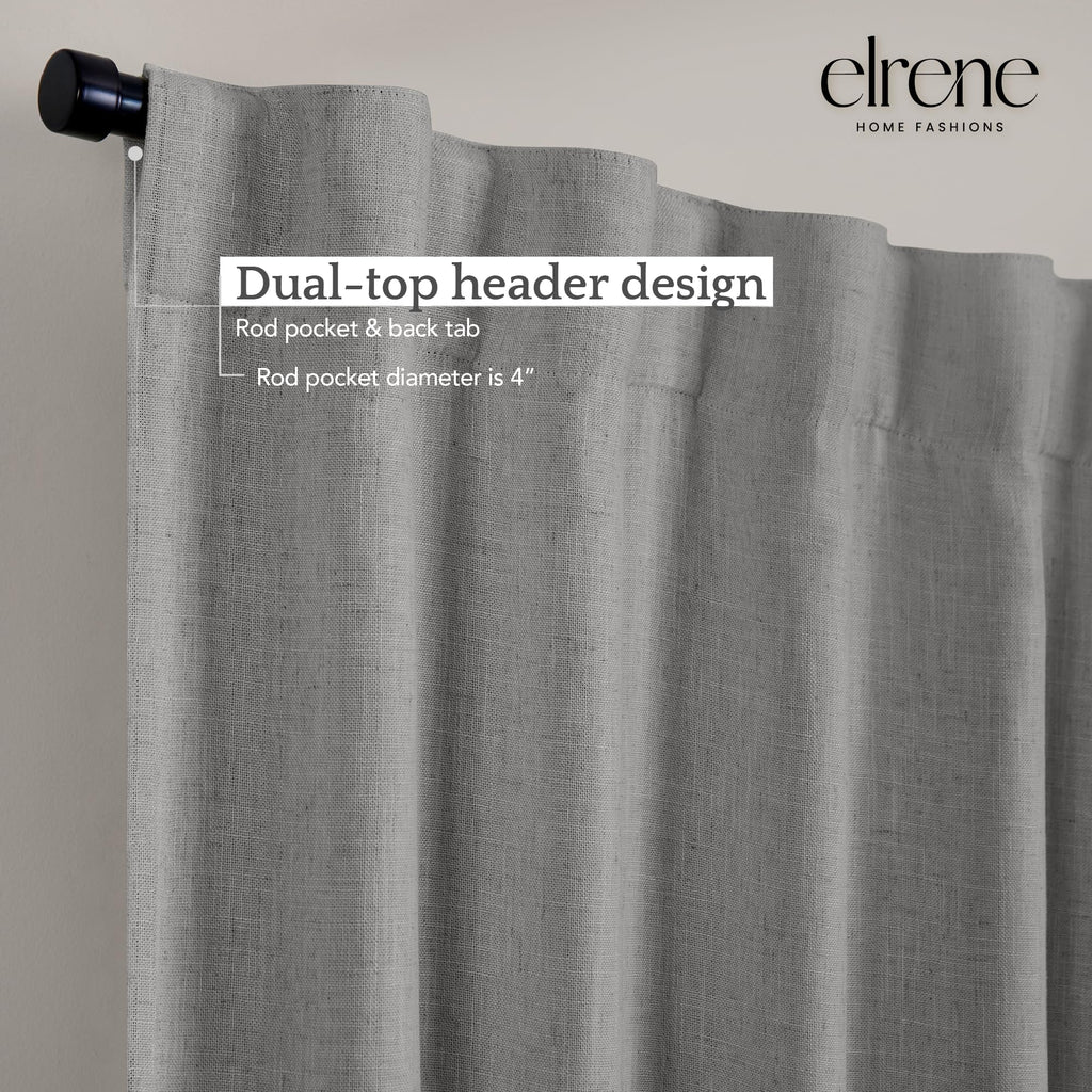Elrene Home Fashions Harrow Solid Texture Blackout Single Window Curtain Panel, 52''X95'', Dark Gray