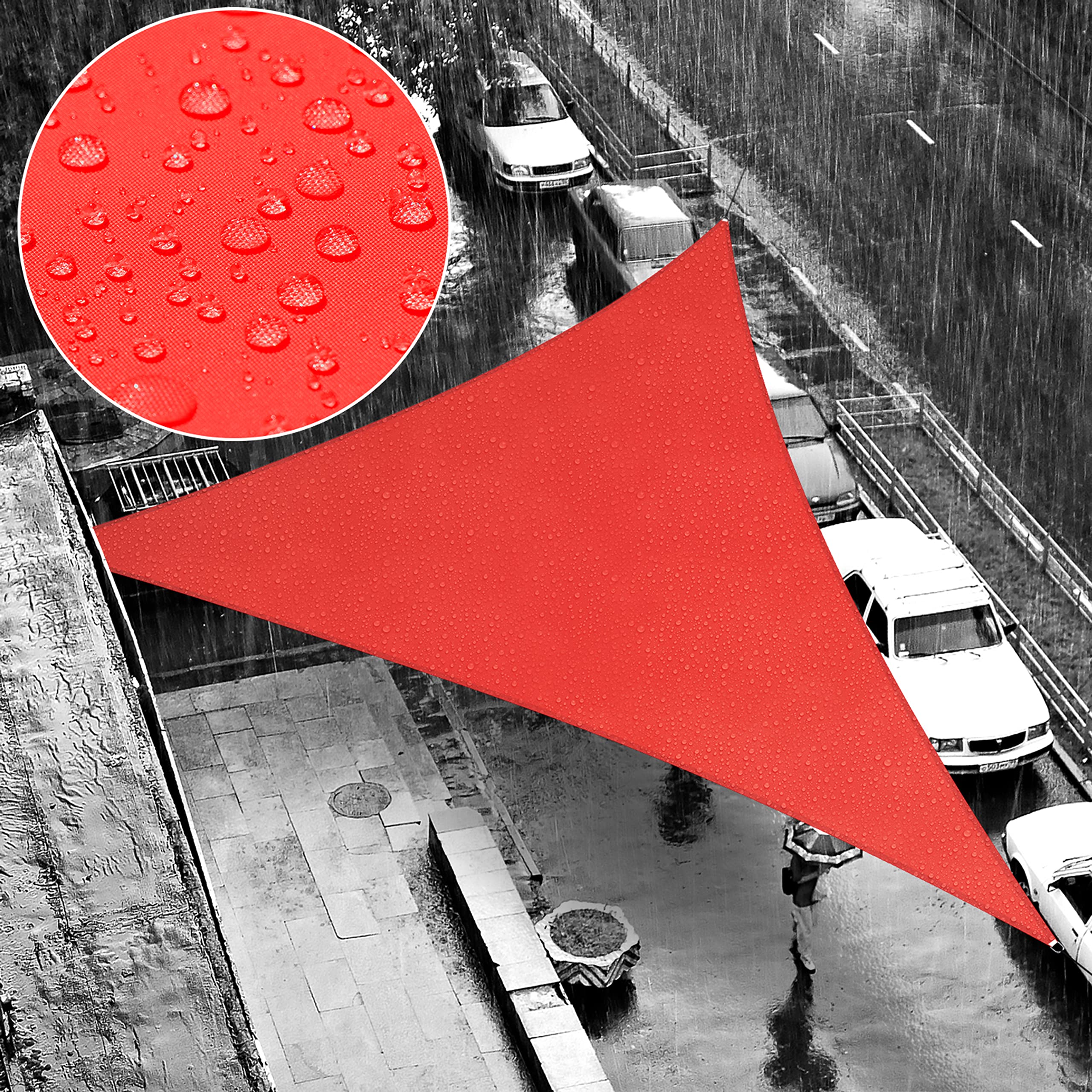 Shademart 6' X 11' X 12.5' Red Waterproof Shade Sail Beige Sun Shade Sail Triangle Custom Size Water Resistant Canopy Awning She