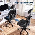 Yaheetech Ergonomic Office Chair with Headrest, Flip-up Armrests, Lumbar Support, 25.5D x 25W x 52H in, Black, Model YT