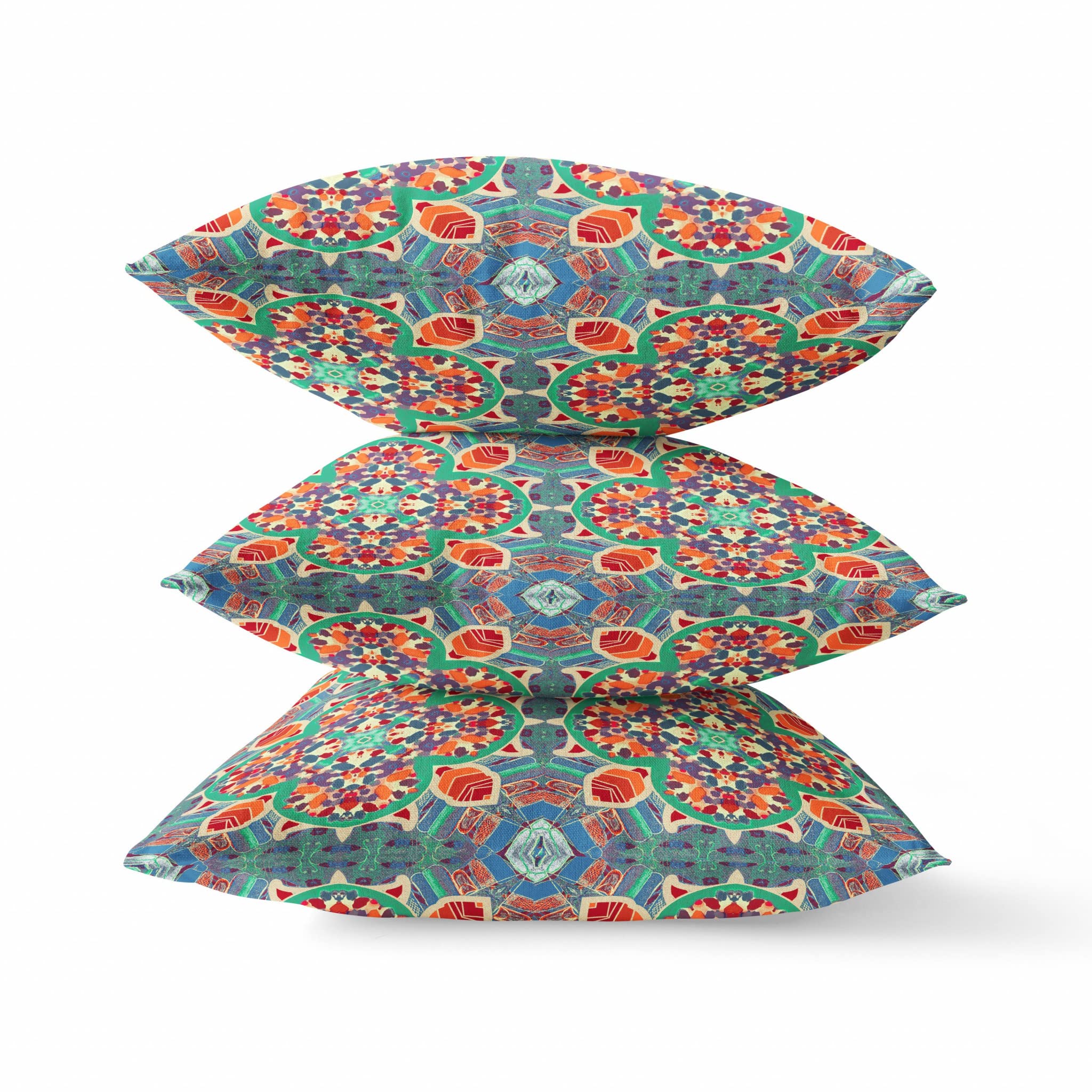 HomeRoots 18â€ Orange Green Cloverleaf Boho Zippered Suede Throw Pillow
