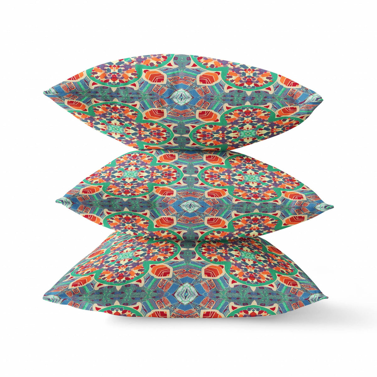 HomeRoots 16â€ Orange Green Cloverleaf Boho Zippered Suede Throw Pillow