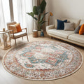 Washable Round Rugs 6ft Round Area Rug Non Slip Circle Rugs Low-Pile Floor Carpet Distressed Printed Doormat Soft Area Rug for L