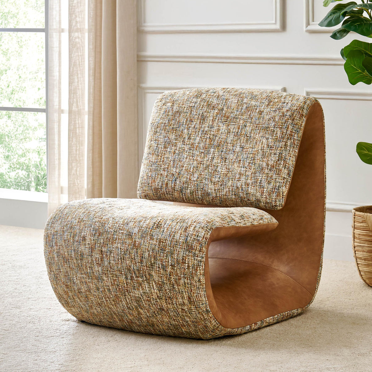 Home Centre | Positano Fabric Accent Chair | Accent Chair For Living Room | Beige | 1 Year Warranty