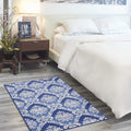 Nourison Whimsicle Damask Blue 3' X 5' Area Rug, Easy Cleaning, Non Shedding, Bed Room, Living Room, Dining Room, Kitchen (3X5)