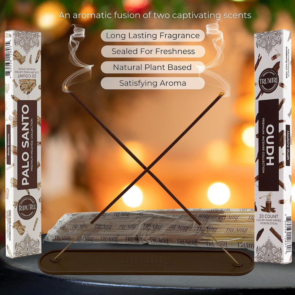 Trumiri Incense Sticks - Combo Pack Of 40 Insence-Sticks - 20 Palo Santo + 20 Oud - Insenses - Insents - Incents - Inscense - In