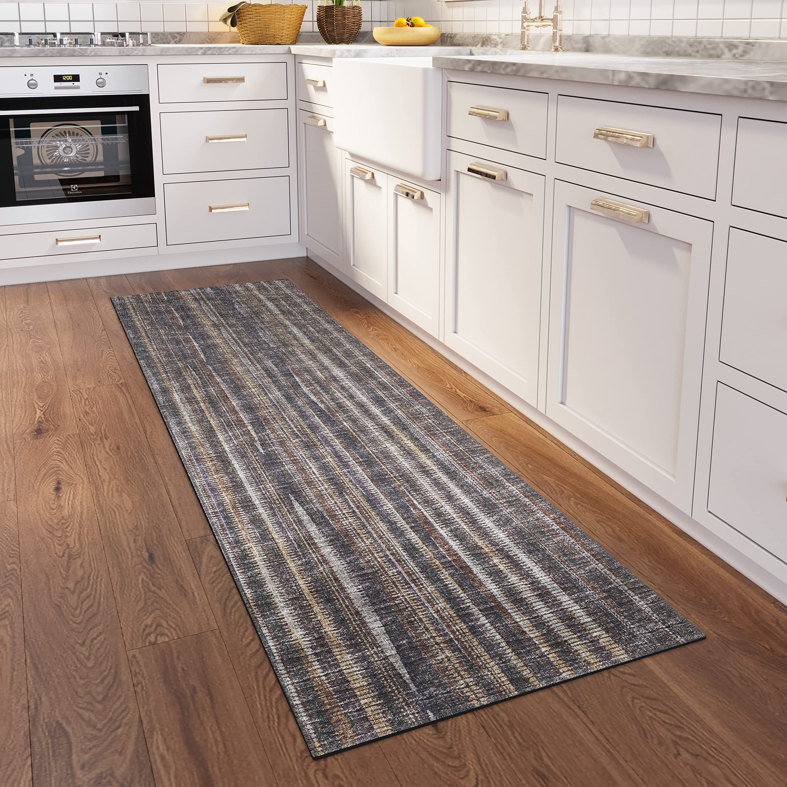 Addison Rugs Waverly 2'3" X 7'6" Awa31 Brown Indoor Outdoor Hallway Runner Rug, Stain Resistant Carpet For Bathroom, Laundry Room, Easy Clean, Machine Washable, Non Shedding, Living Room, Dining Room