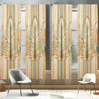Ambesonne Exotic Window Curtains Pack of 2, Vintage Tropical Jungle Leaf on Soft Nostalgic Stripes Pattern, Lightweight Set with