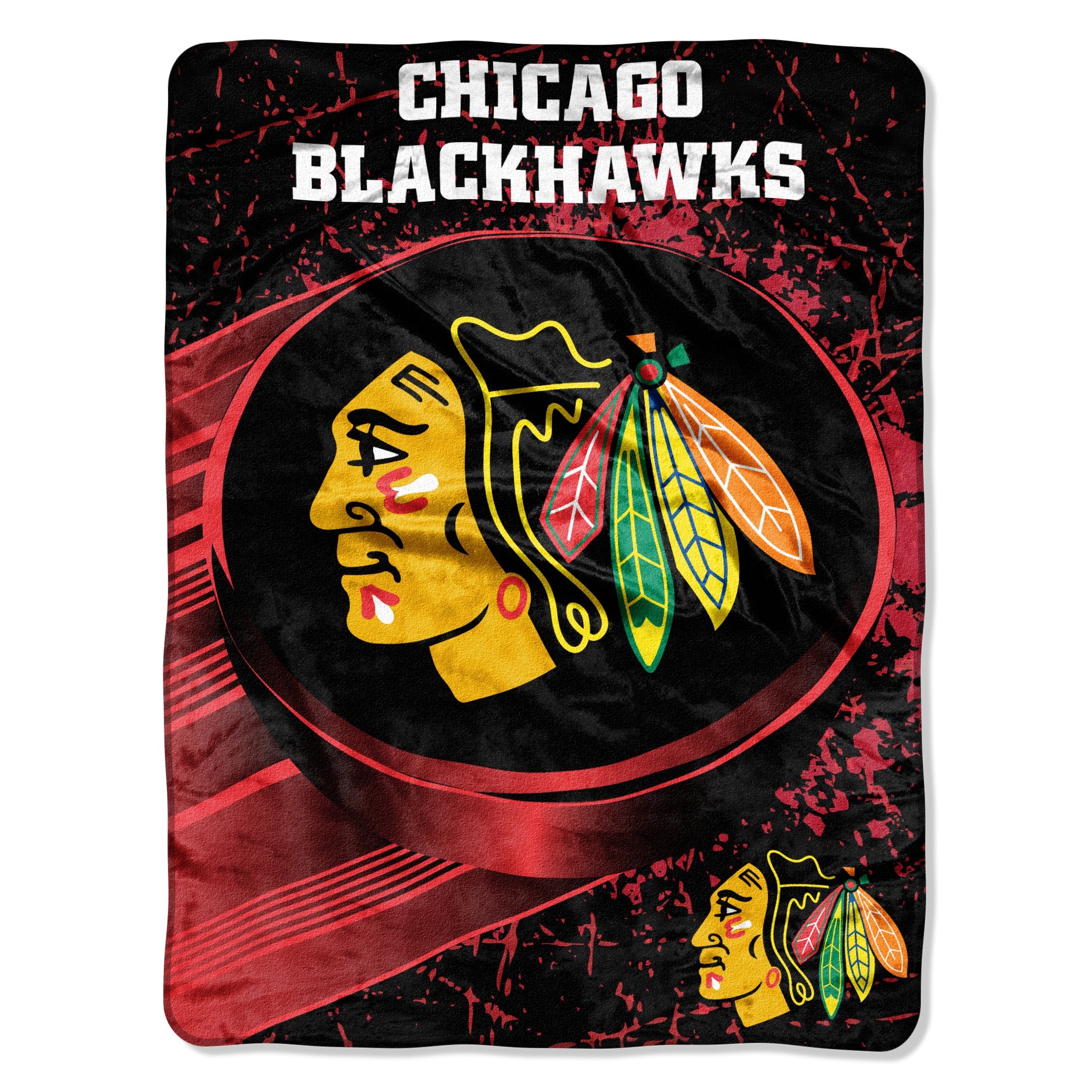 Northwest Officially Licensed NHL Chicago Blackhawks Ice Dash Micro Raschel Throw Blanket, 46 x 60, Multi Color