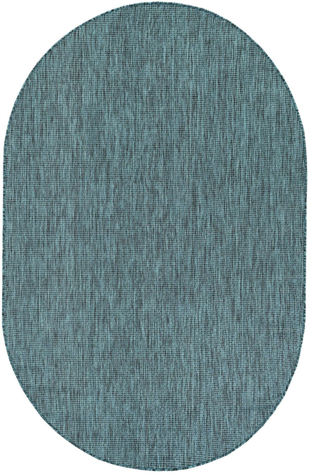 Unique Loom Outdoor Solid Collection Area Rug (5' 3'' X 8' Oval Teal/Navy Blue)