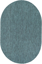 Unique Loom Outdoor Solid Collection Area Rug (5' 3'' X 8' Oval Teal/Navy Blue)