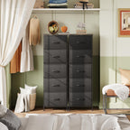 Wlive Fabric Dresser, 5-Drawer Tall Dresser For Bedroom, Storage Dresser Organizer With Fabric Bins, Wood Top, Sturdy Steel Frame, Chest Of Drawers For Closet, Hallway, Charcoal Black