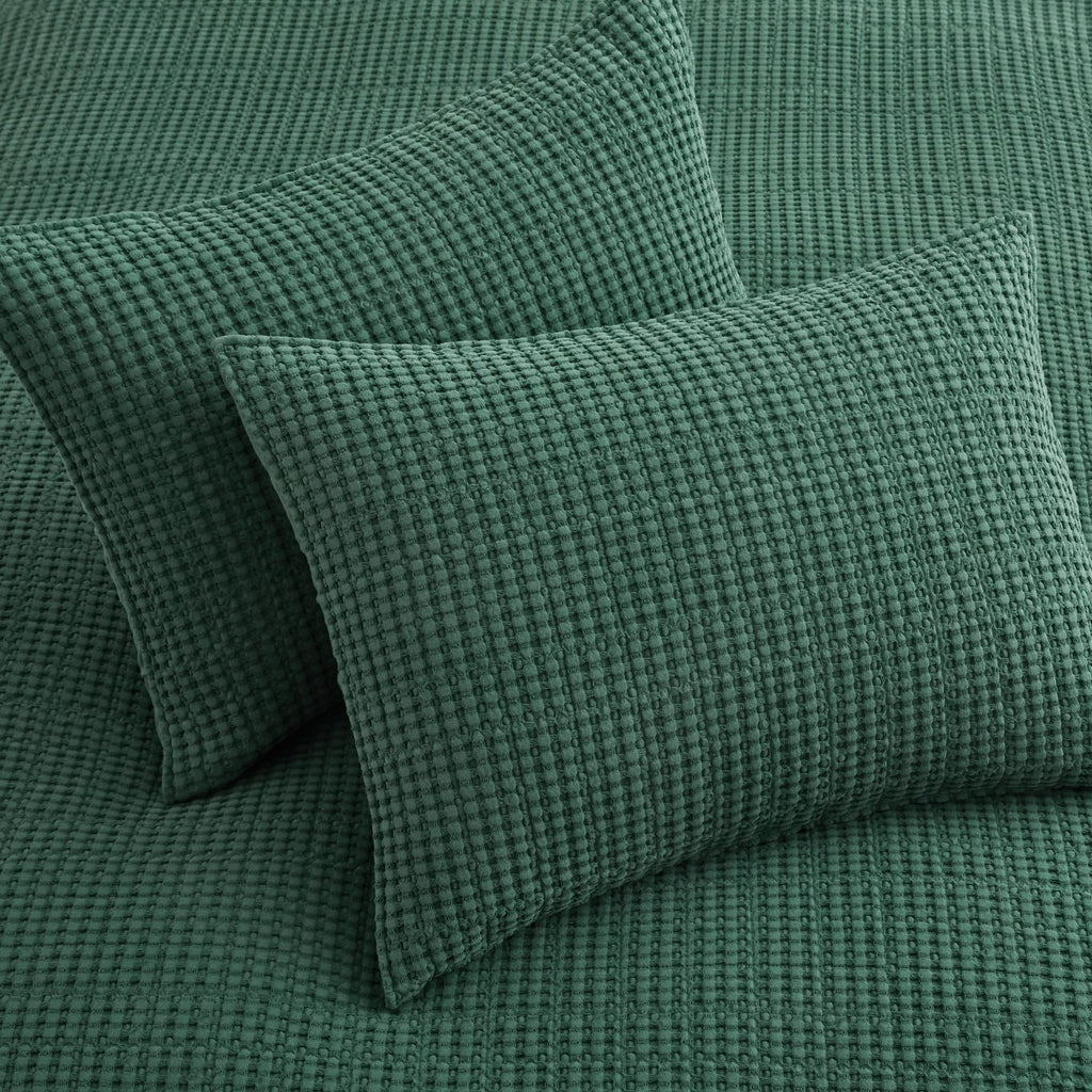 Levtex Home - Mills Waffle - Twin/Twin Xl Quilt Set - Forest Green Cotton Waffle - Quilt Size (68 X 86In.), Sham Size (26 X 20In