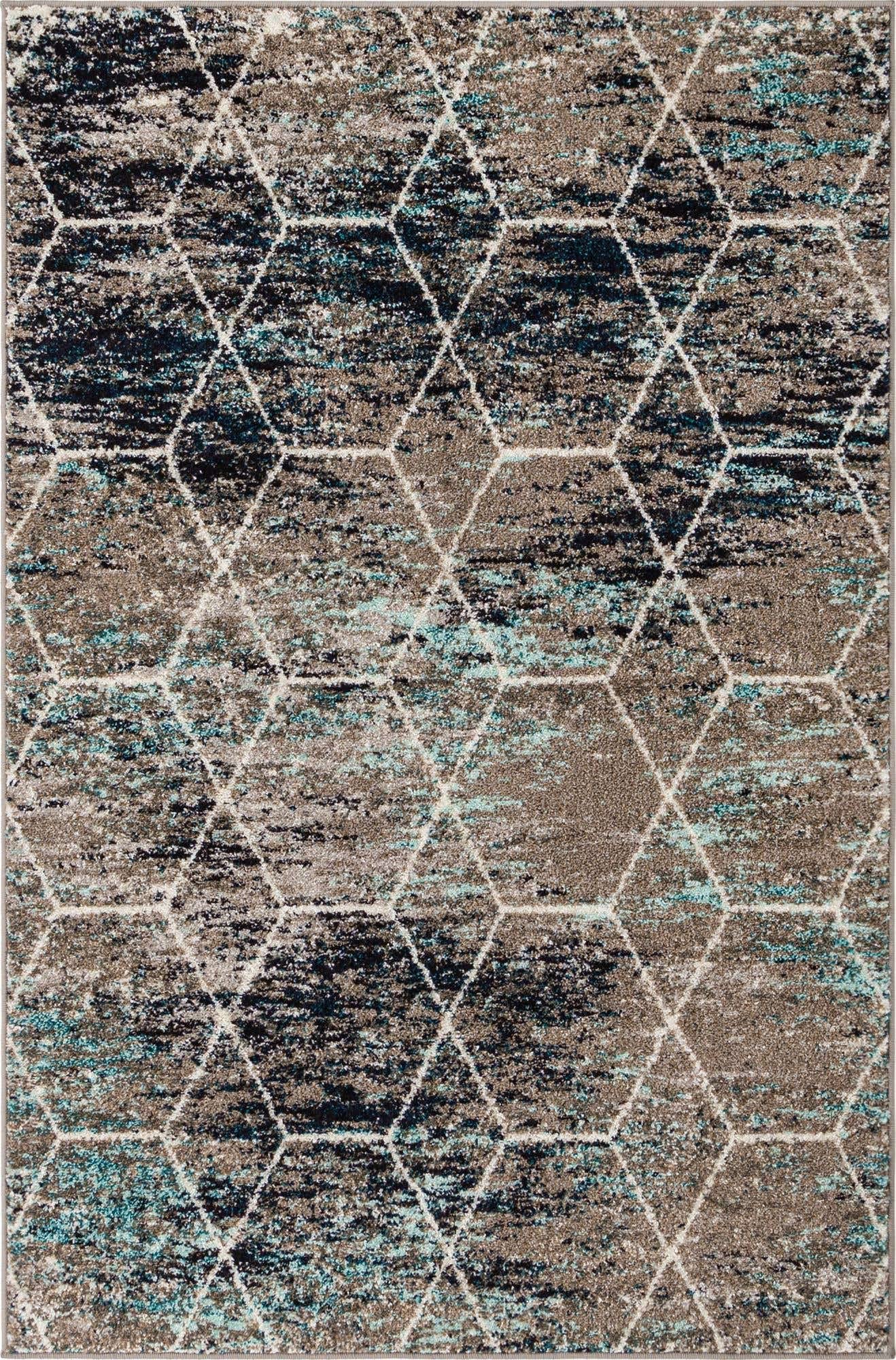 Unique Loom Trellis Frieze Collection Area Rug - Geometric (4 x 6, Blue Multi/ Ivory)